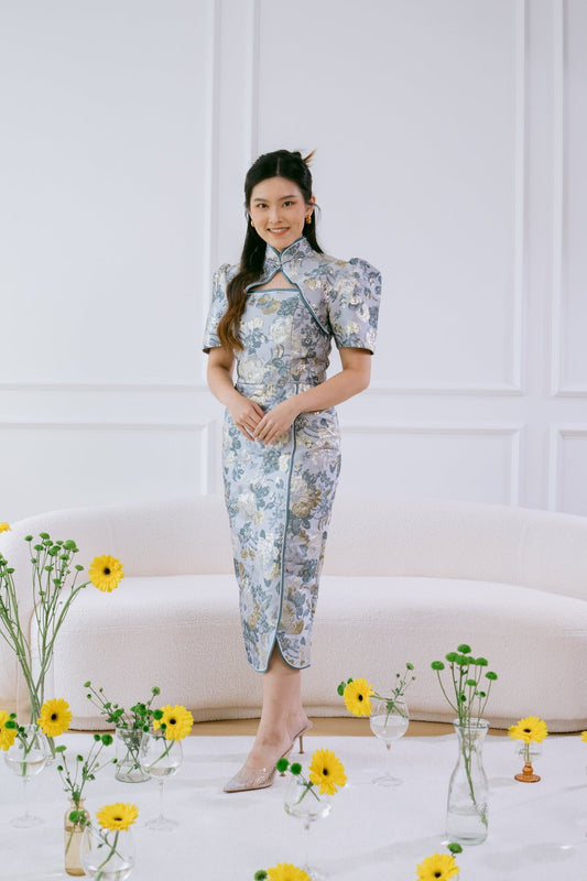 Blooming Hua Skirt in Silver Blue Lake