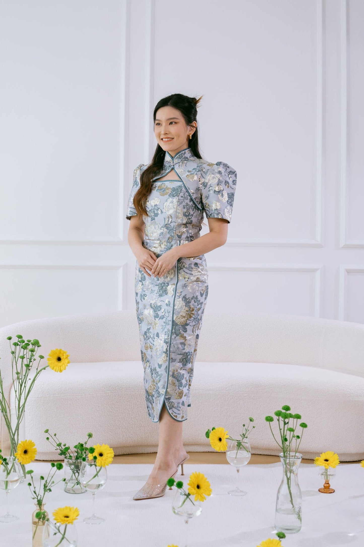 Blooming Hua Skirt in Silver Blue Lake
