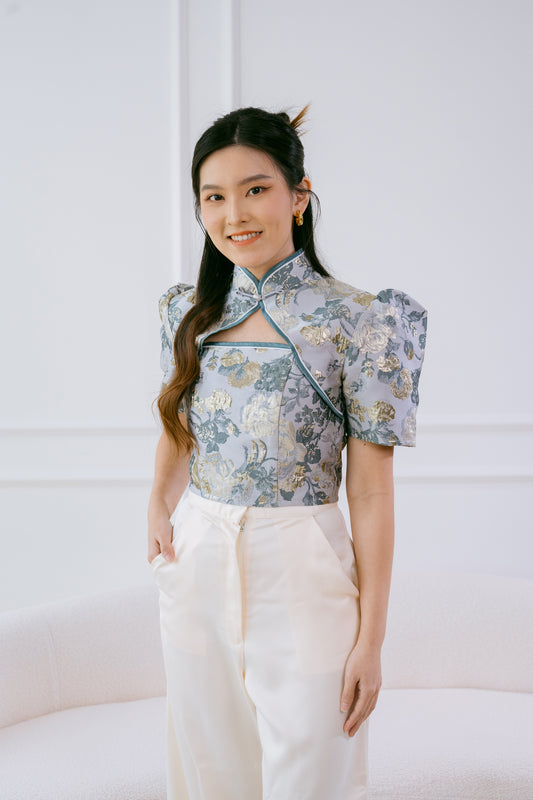 Blooming Hua Top in Silver Blue Lake