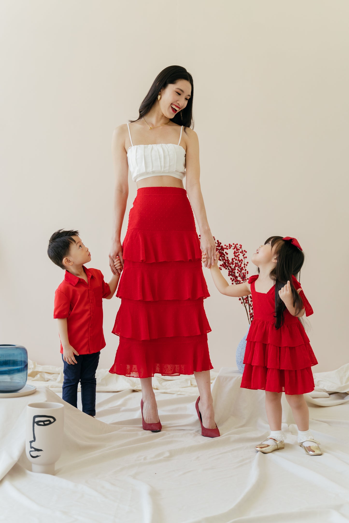 Kyra Ruffled Skirt in Scarlet