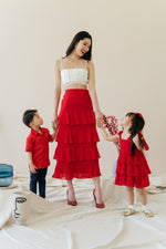 Load image into Gallery viewer, Kyra Ruffled Skirt in Scarlet
