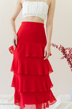 Load image into Gallery viewer, Kyra Ruffled Skirt in Scarlet
