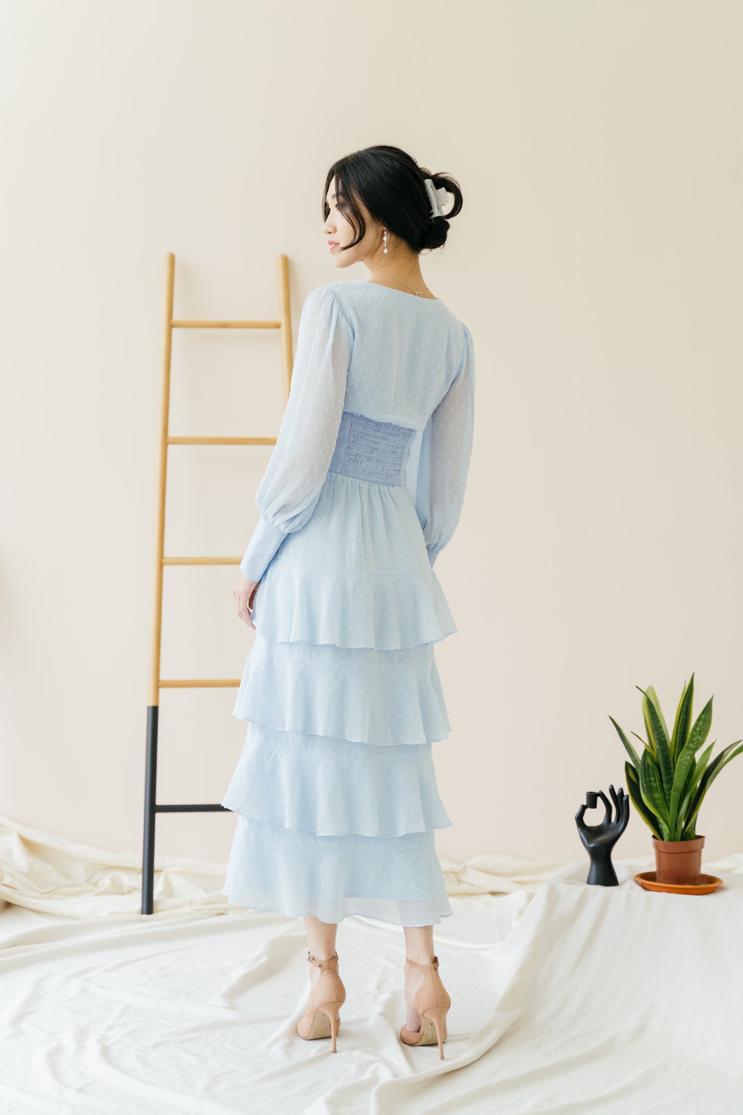 Kyra Ruffled Skirt in Powder Blue