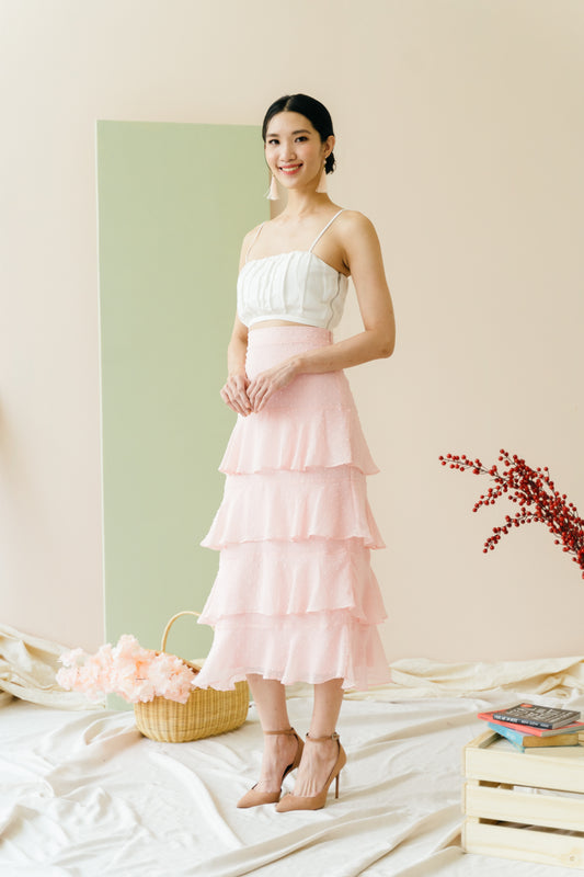 Kyra Ruffled Skirt in Dusty Pink