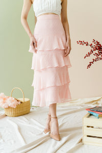 Kyra Ruffled Skirt in Dusty Pink