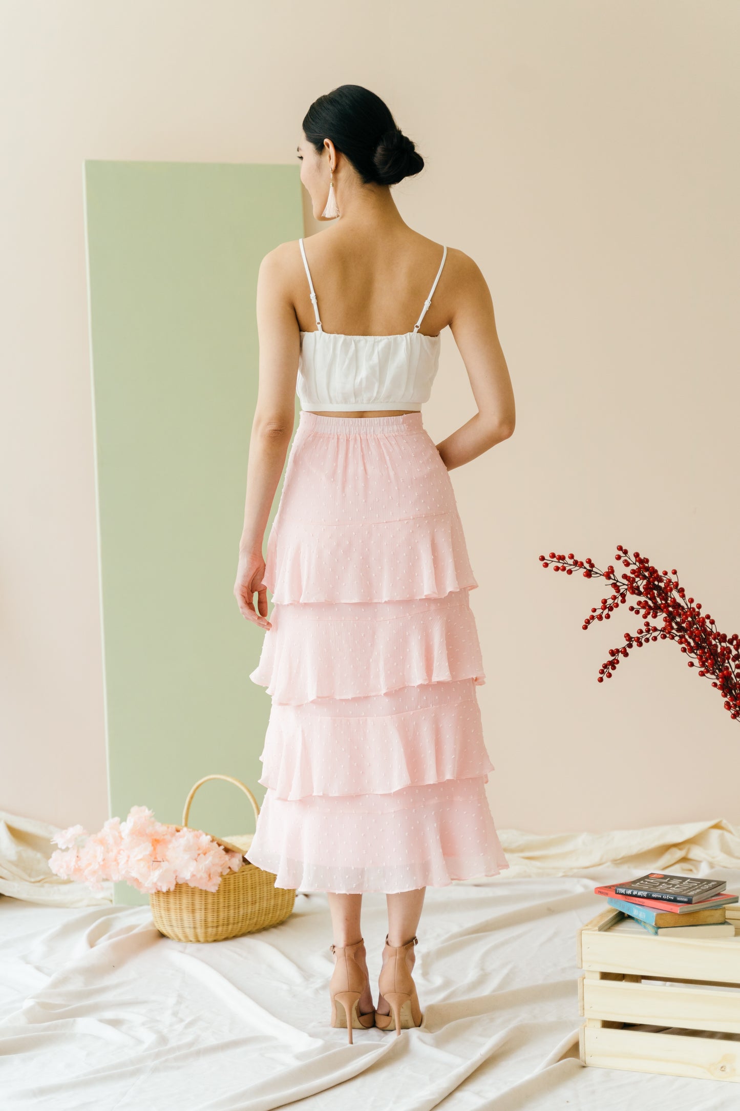 Kyra Ruffled Skirt in Dusty Pink